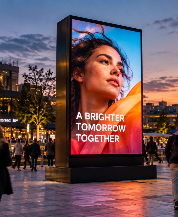 Digitale reclame in de stadsschemering